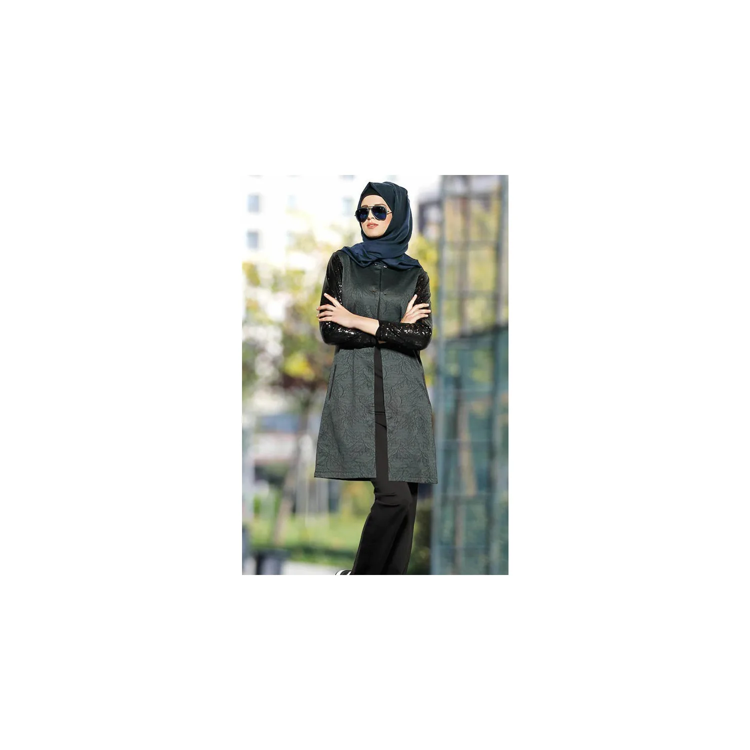 

Gallipoli Smoked Jacquard Yakadan Button Hijab Tunik 7003