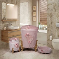 bonny home mademoiselle pink 3 pieces laundry basket set towel holder detergent box organizer dirty clothes storage