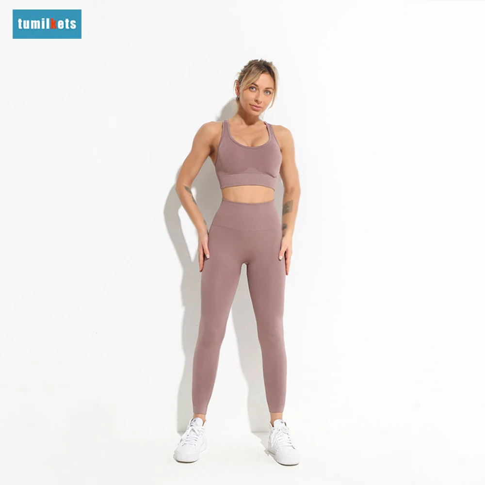 YOGA Set Woman's Gym Workout Seamless Yoga Suit Sports Bra High Waist Leggings Shorts 1 Piece Set Clothes For Women Ropa Mujer