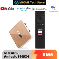mecool km6 amlogic s905x4 tv box android 10 4gb 64gb wifi 6 bt5 0 google certified voice support av1 usb3 0 1000m set top box