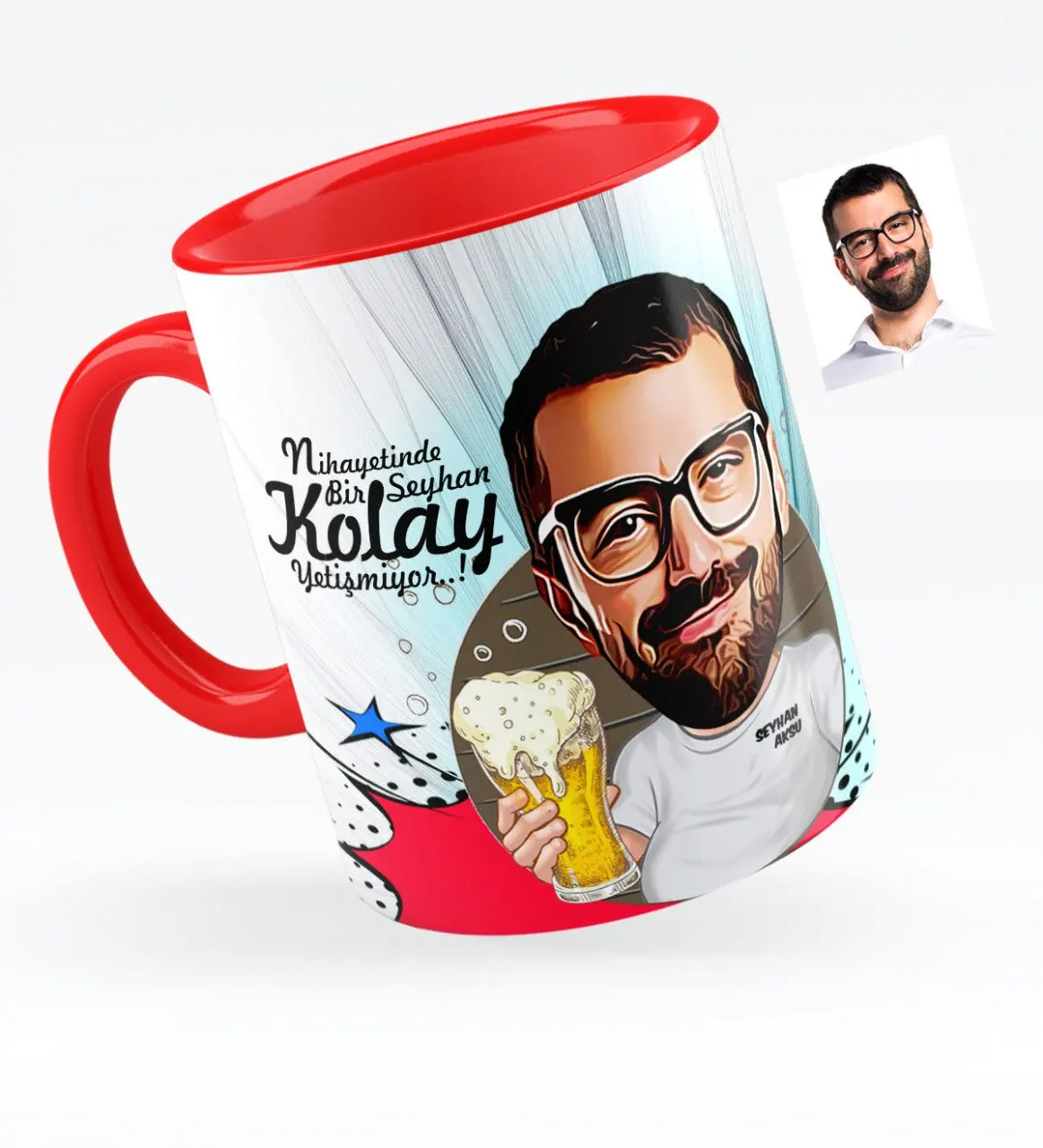 

Personalized Cheers Caricature Of Red Mug Cup-1