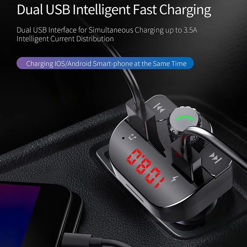 Автомобильный комплект, FM модулятор, Bluetooth, FM передатчик, lcd Аудио MP3 плеер, двойной USB, быстрая зарядка, зарядное устройство, автомобильные аксессуары, новинка