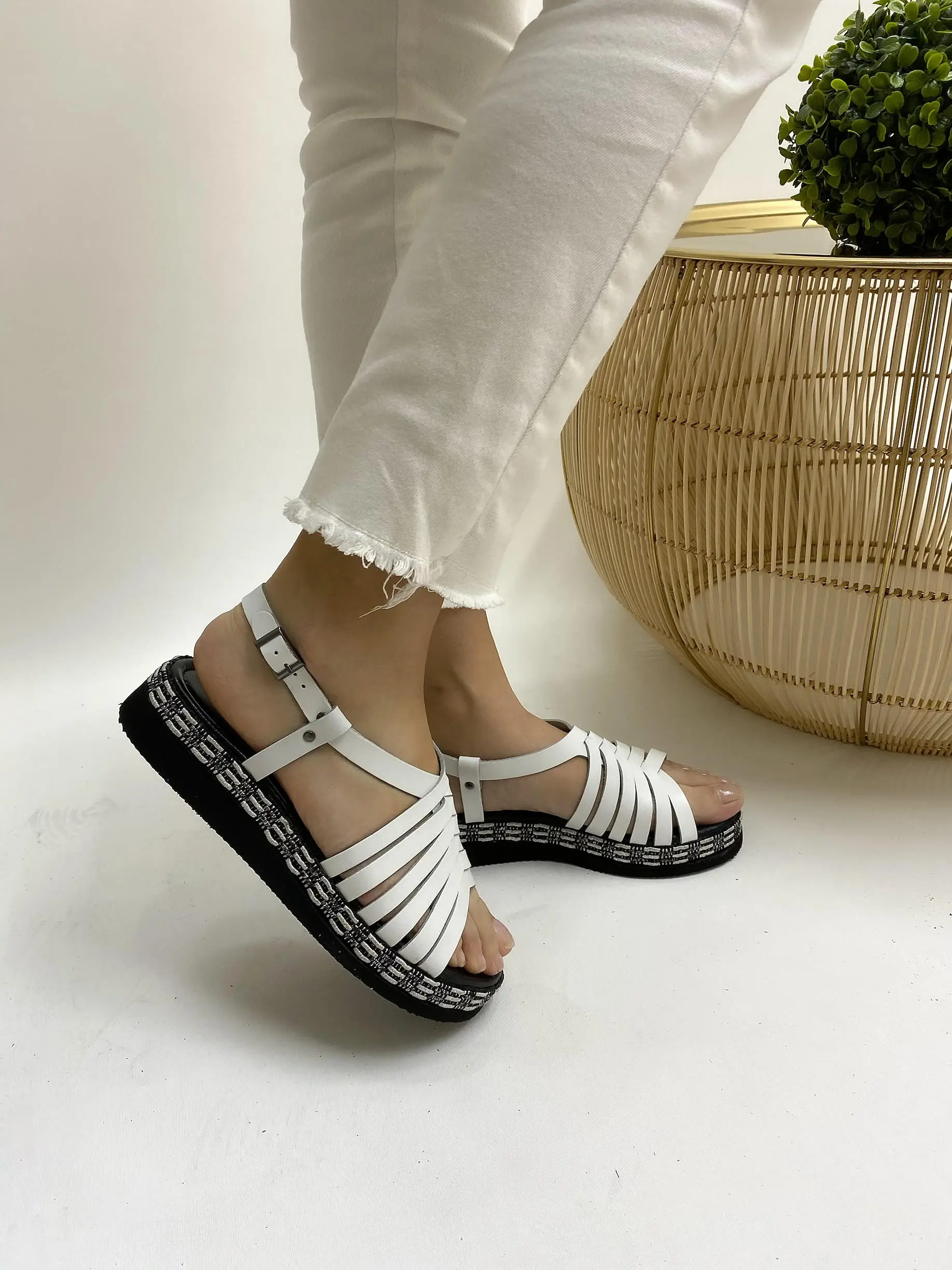 Ülkü Yaman Collection - White Women's Genuine Leather Sandals 2022 Women's Sandals Summer Shoes Models Women's Shoes
