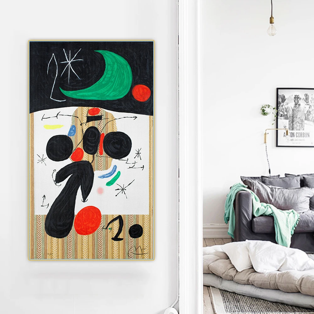

Holover Canvas Oil Painting Joan Miro"Interior And Night"Surrealism Aesthetic Poster Backdrop Wall Art Home Room Decoration