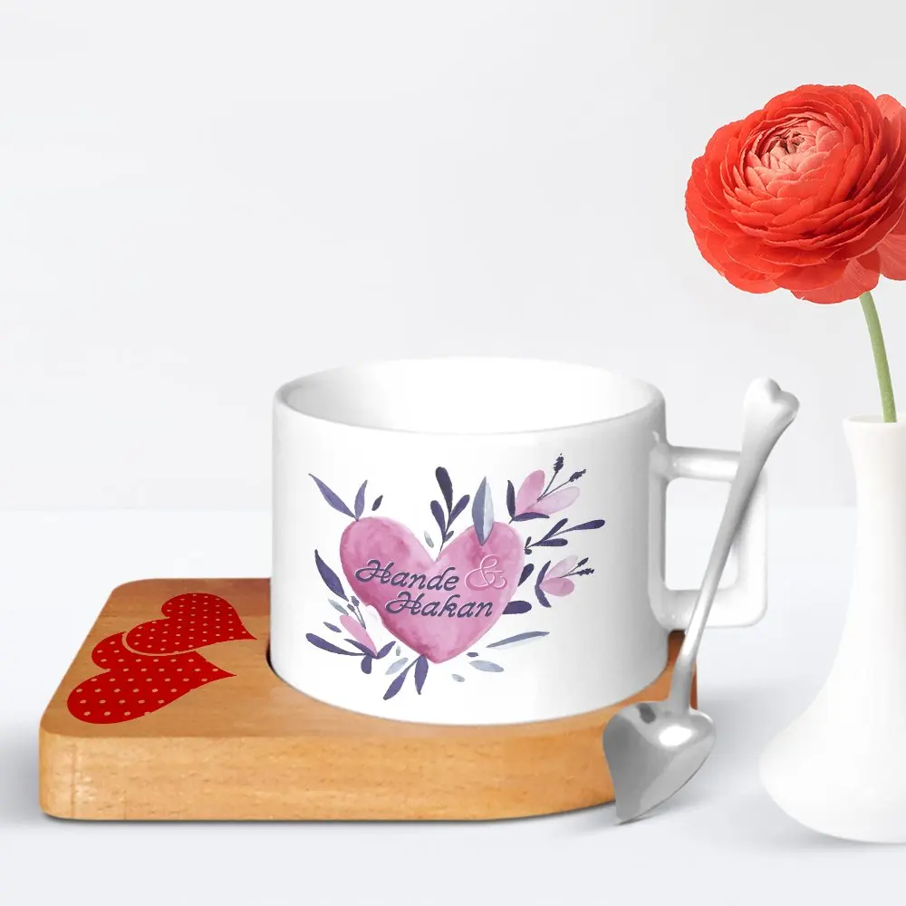 

Personalized Valentine's Day Design Wood Altlıklı Ceramic Cup-23