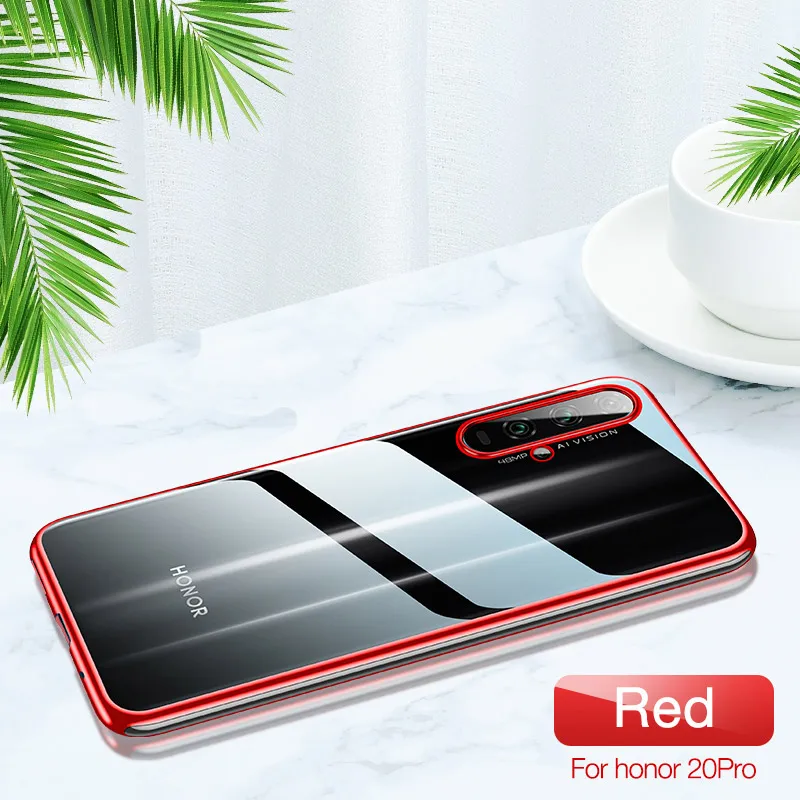 Red CAFELE новейший чехол для huawei honor 20 pro Мягкий ТПУ ультра тонкий смешанный силиконовый прозрачный блестящий чехол для honor 20 - Цвет: Red