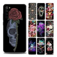 retro style flower skull phone case for redmi 6 6a 7 7a note 7 8 8a 8t note 9 9s 4g 9t pro soft silicone cover coque funda