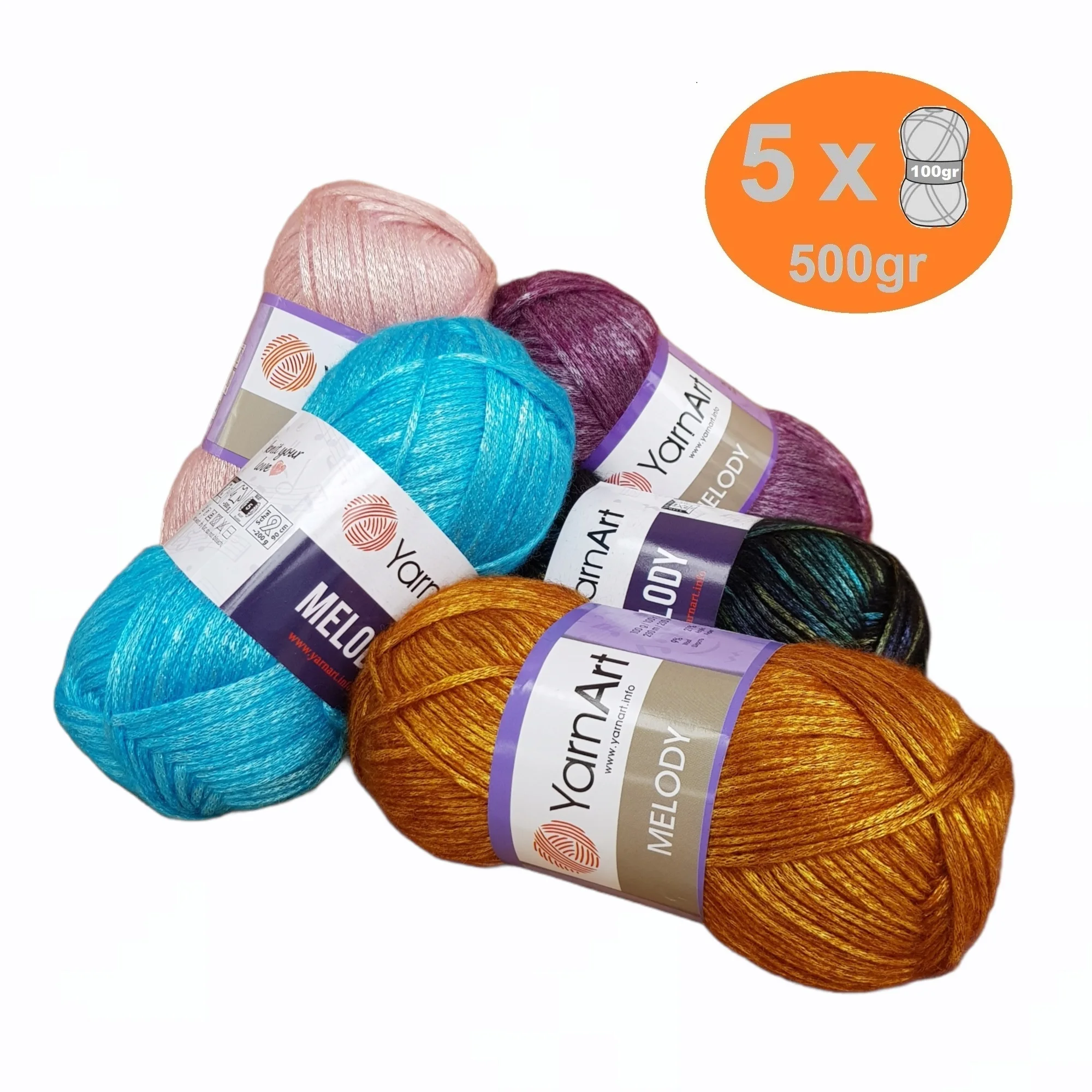 Yarnart Melody Yarn Knitting Crochet 5x100gr-230mt %9 Wool - %21 Acrylic Wrap Beanie Sweater Kids Adults Knitwears Silky Shiny