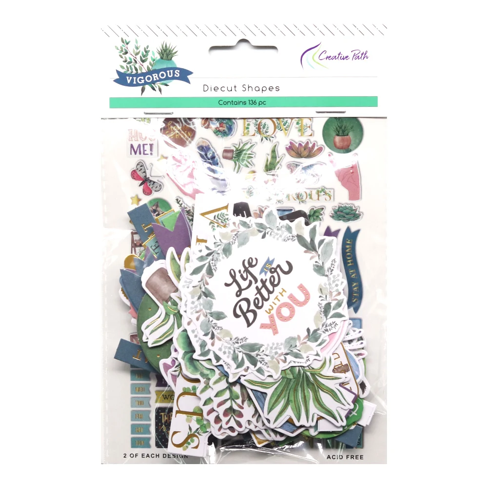 

Creative Path 136pcs Paper Diecuts Ephemera Shapes Embellishments Foil Design Craft Scrapbooking Cardmaking Journal Decoration