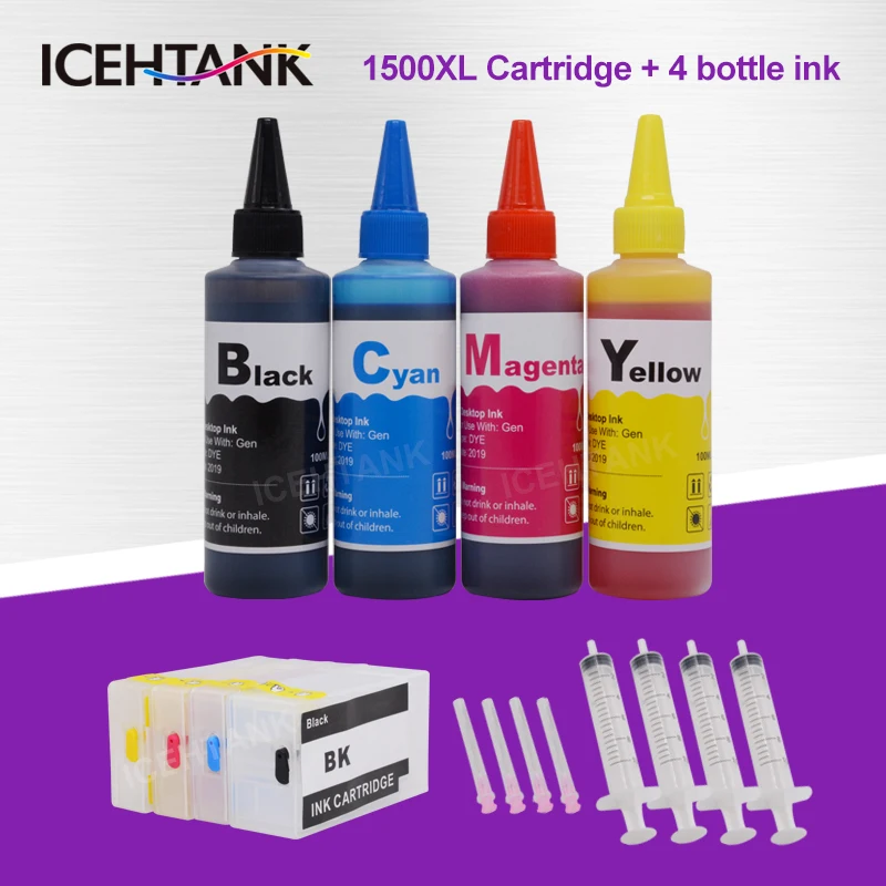 PGI 1500XL чернильный картридж ICEHTANK + 4 × 100 мл флакон для принтеров Canon 1500 MAXIFY MB2050 MB2150