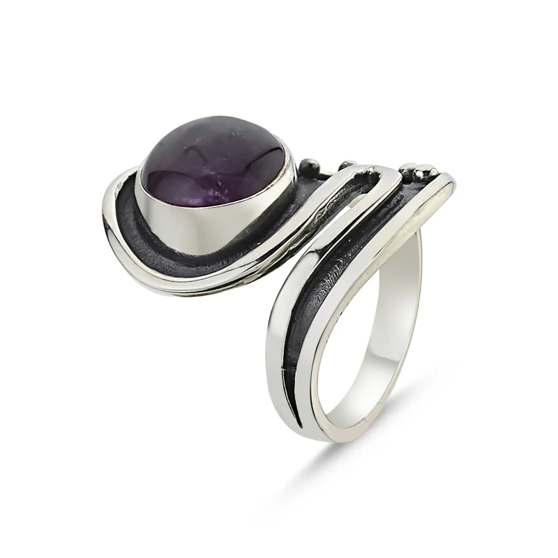 

Silver 925 Sterling Amethyst Stone Handwork Ring