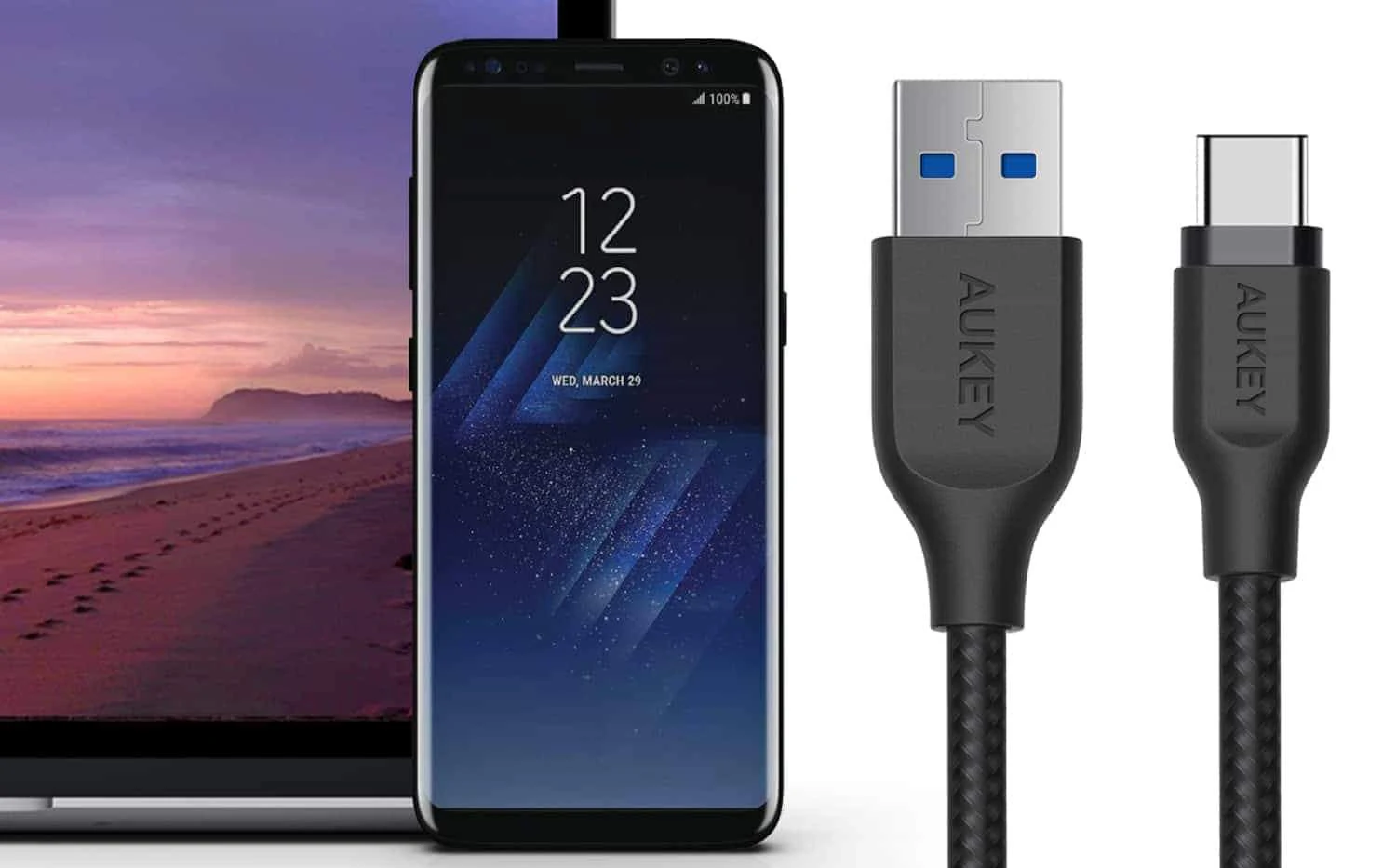 Кабель Aukey Braided Nylon (CB-AC1) USB-C to USB-A 3.1 1.2m (Black) | Электроника