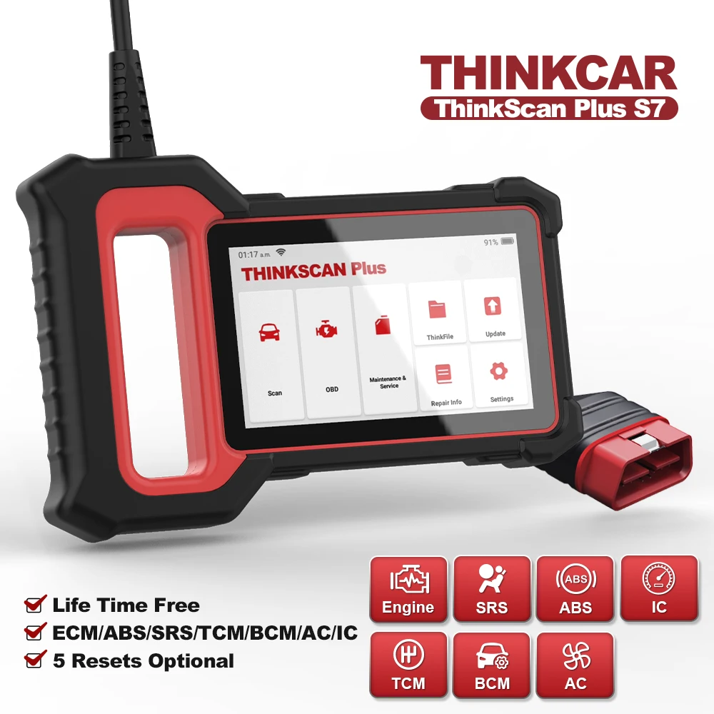 

THINKCAR Thinkscan Plus S7 OBD2 автомобильный сканер, подушка безопасности, DPF, сброс, OBD2 считыватель кодов, все системы, бесплатные обновления, Автомобиль...