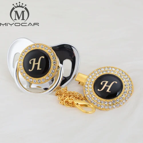 LH-9 0-6M MIYOCAR инициалы буквенные H красивые блестящие соски и пустышки клип набор уникальный BPA бесплатно пустышка bling уникальный дизайн LH - Цвет: LH-9 0-6M