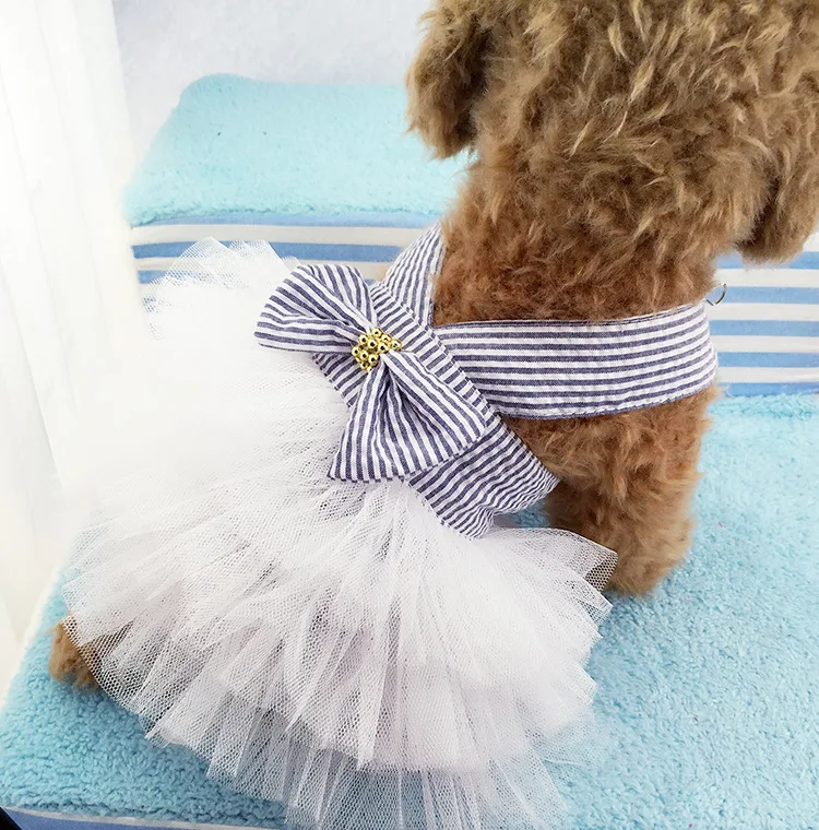 Летнее платье с милой собачкой кружева Tullle Платье Pet Одежда принтом в виде собак