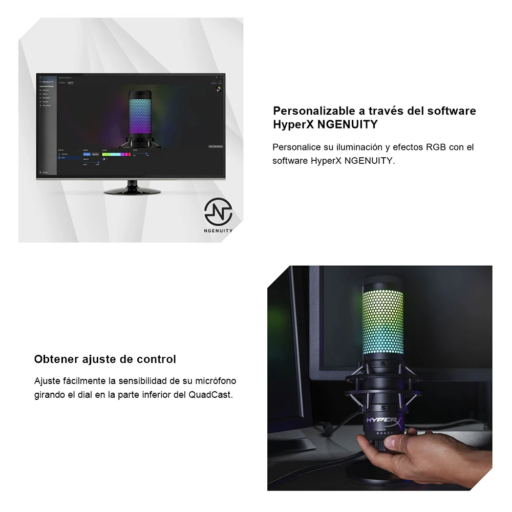 Профессиональный электронный спортивный микрофон HyperX QuadCast S RGB для голосовых игр