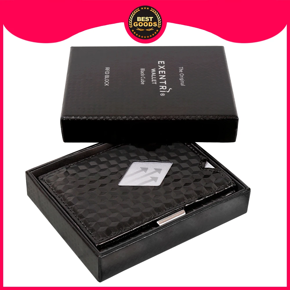 Кошелек из кожи Exentri Wallet для банковский карт монет со стальной застёжкой