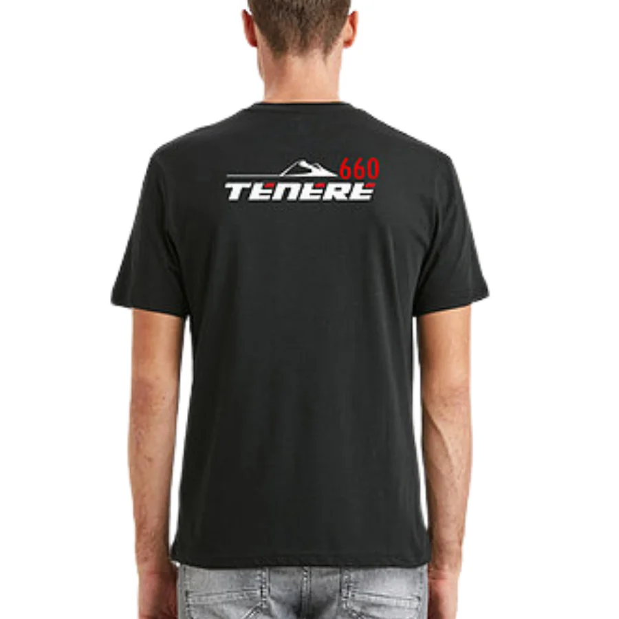 

New Fashion Spring Men's O neck Short Sleeve Tshirt Yamaha Tenere 660 Printed 100% Cotton Casual Crew Neck Summer T-shirt Black