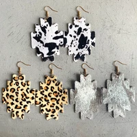 2022 mother day jewelry gift cowhide hair on hide hairy western boho style bohemian handmade leopard leather dangle earrings