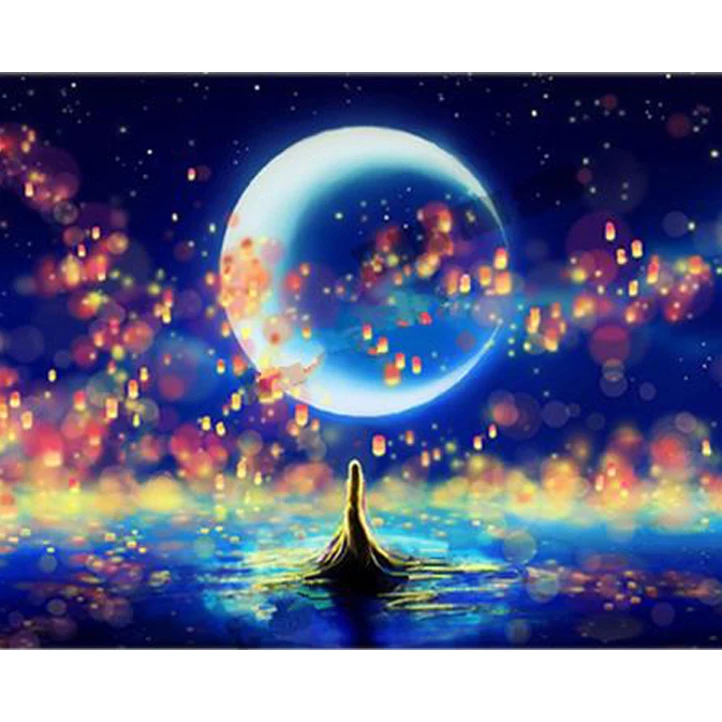 

DIY Diamond Art Painting Scenic Drill Round Diamond Embroidery Picture Rhinestone Diamond Mosaic Cartoon Home Decor