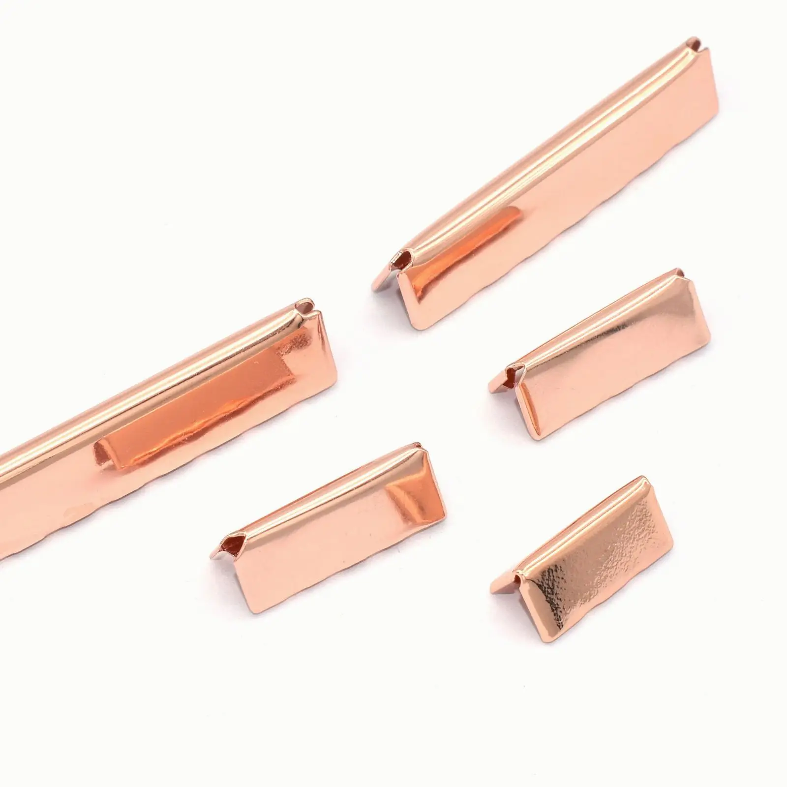 

Rose Gold Ribbon End Clamps With Loop End Fastener Lanyard Clip Ribbon Cord Rope Clips Leather End Crimps Webbing Key Fob