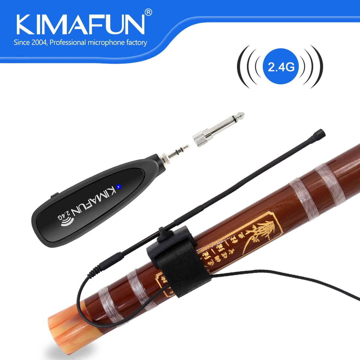 

KIMAFUN 2.4G Wireless Musical Instruments Auto-paring Microphone for Flute Piccolo Clarinet Harmonica Musicians Speaker PA Mixer
