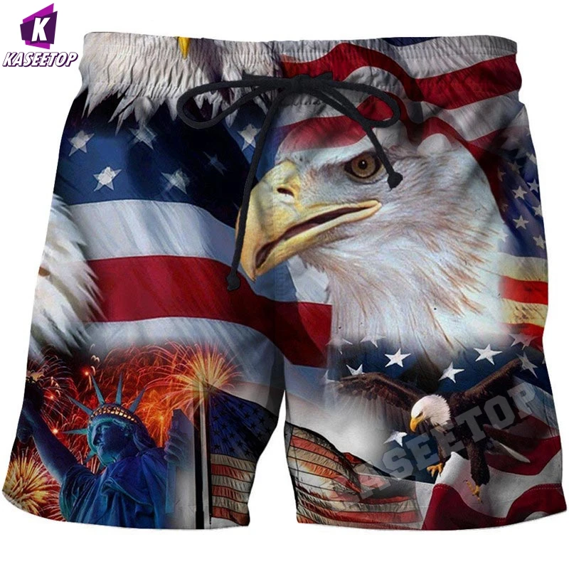 

Summer Beachwear USA Flag 3D Printed Beach Shorts Men Fashion Streetwear Board Sports Shorts Cool Boys Short Pants Trousers 6XL