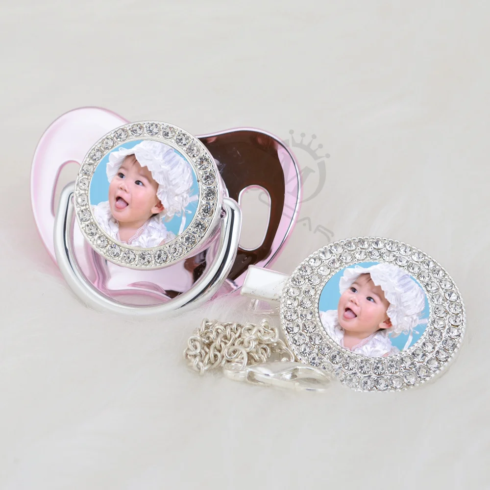 MIYOCAR изготовленные на заказ пустышки любое имя фото серебро bling соска и пустышка Клип BPA бесплатно пустышка bling удивительный дизайн P-1-P