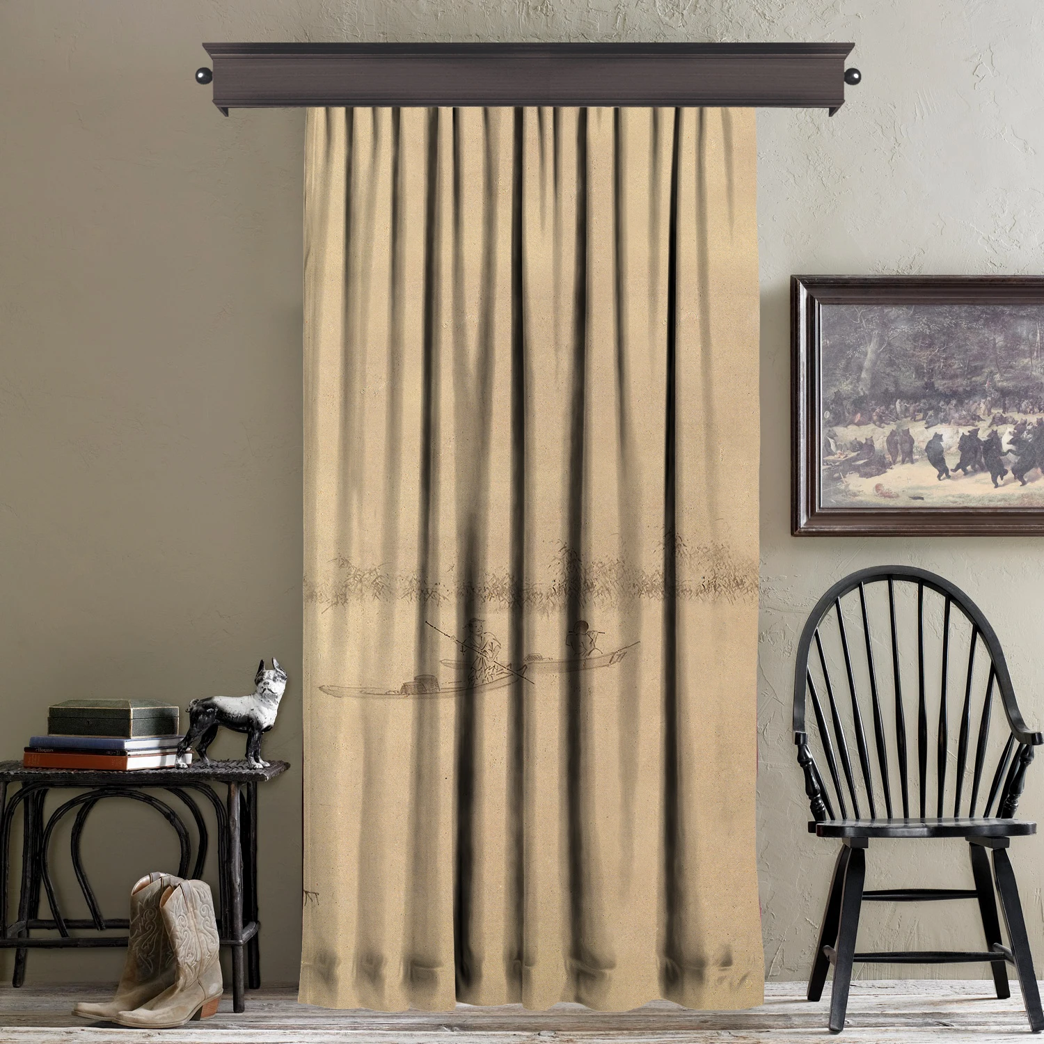 

Cipcici a Playing The Qin Under The Pines4 Curtain Unisex Kids Living Room Decorative Child Cream Ethnic Woman Plain Japanese