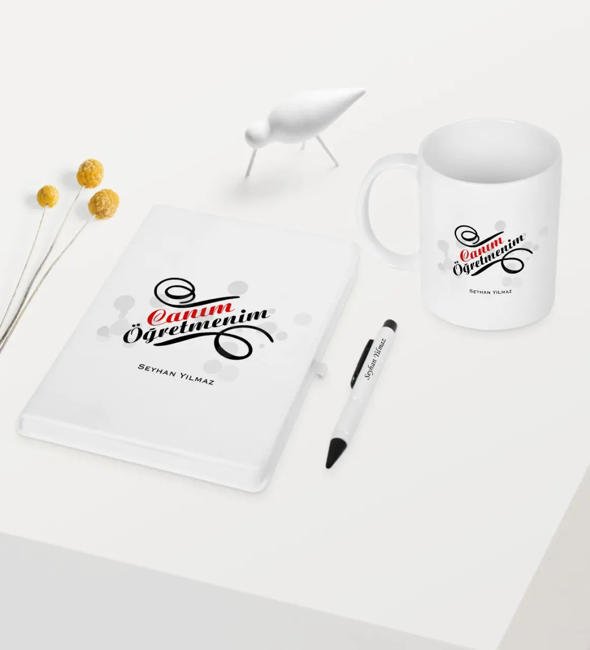 

Personalized Monsieur Lazhar Themed White Notebook Pen Mug Set-2