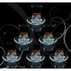 Турецкий чайный стеклянный сервиз, позолоченный, с вышивкой, 12 предметов, чайный сервиз с короной, турецко-арабский чай, презентации, Восточный эксп, бесплатная доставка