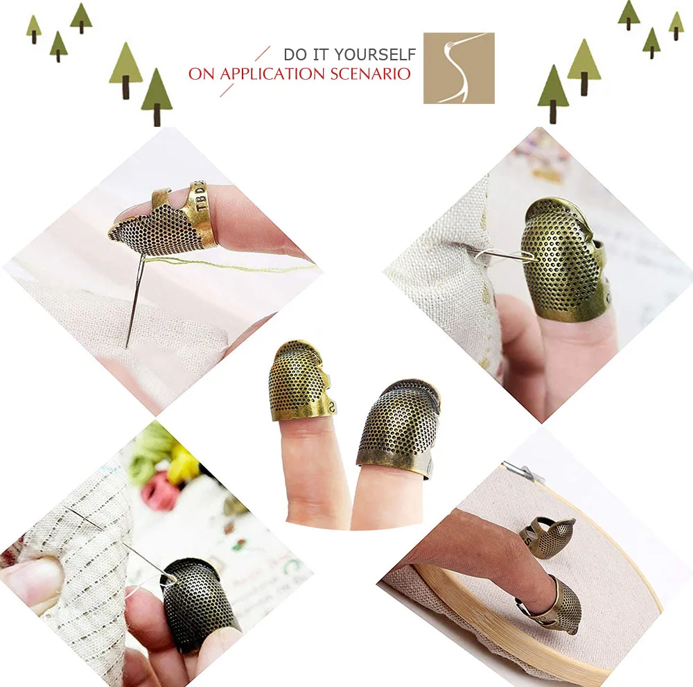 Винтаж Медь наперсток для шитья защита пальца регулируемое кольцо пальцев DIY