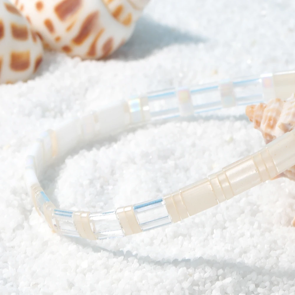 

YAUKIA Girls Fashion Stretch Bracelet Boho Summer Fashion Jewelry Japan Miyuki Tila Glass Bead Bracelet Rainbow Pulsera Mujer