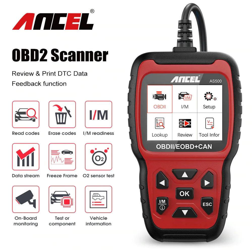 Новый сканер Ancel AS500 OBD2 OBD 2 считыватель кодов двигателя автомобильный