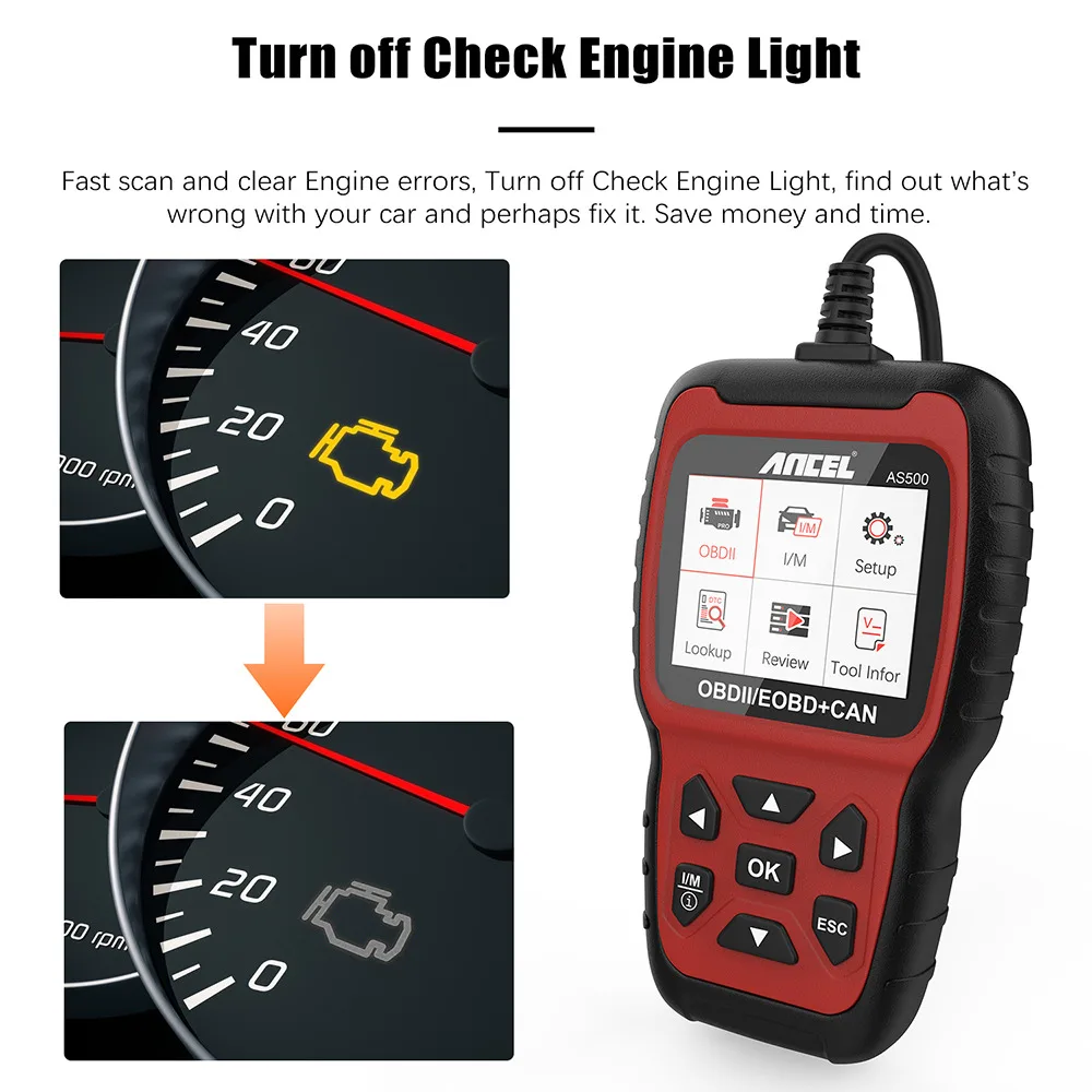 Новый сканер Ancel AS500 OBD2 OBD 2 считыватель кодов двигателя автомобильный