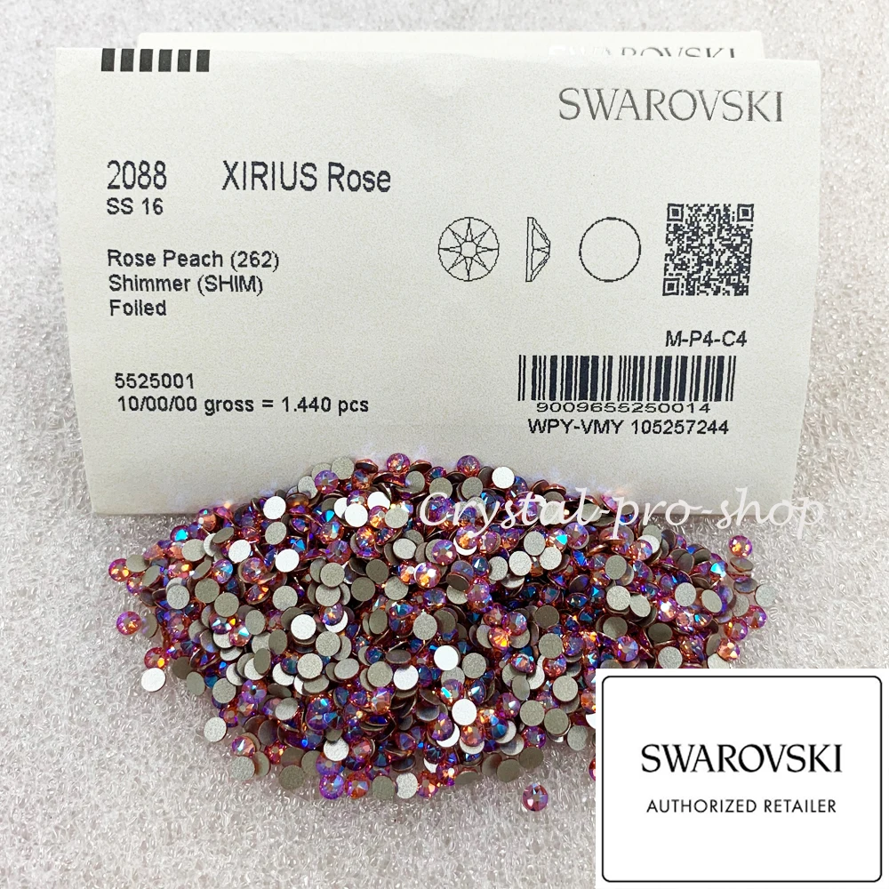 Эффект Шиммер розового персика(262 прокладка) кристалл Swarovski(ss5-ss30)(без горячей фиксации) Стразы с плоской задней поверхностью