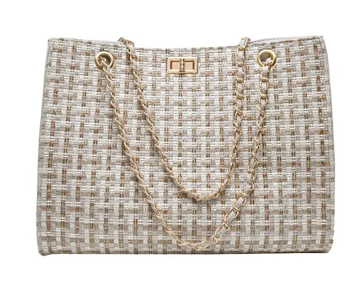 Классическая модная клетчатая женская сумка большая емкость на плечо с цепью