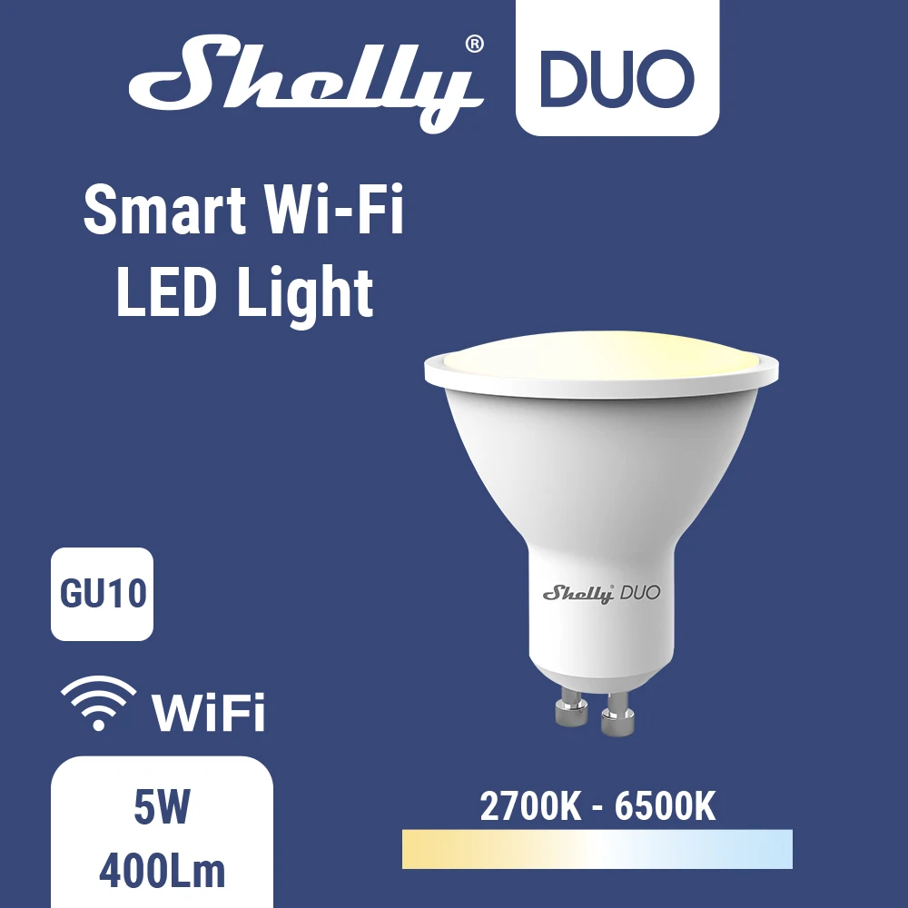 Умсветильник Светодиодная лампа Shelly DUO GU10 белая 5 Вт с Wi Fi работает Google Home 220 240 В RGB +