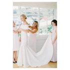 2021 шикарное дизайнерское свадебное платье с разрезом по бокам, эластичное платье Русалочки с открытыми плечами и коротким рукавом, Свадебные платья vestido de noiva