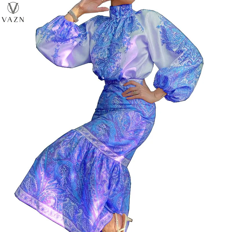 تيور قطعتين بطباعه بتنوره طويله باكمام طويله جديد الموضه