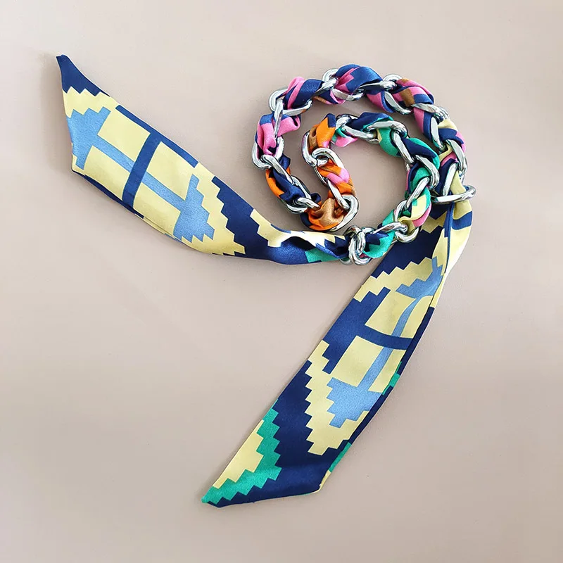 2 шт. шелковая и металлическая цепочка ручка для сумки женский модный шарф волос