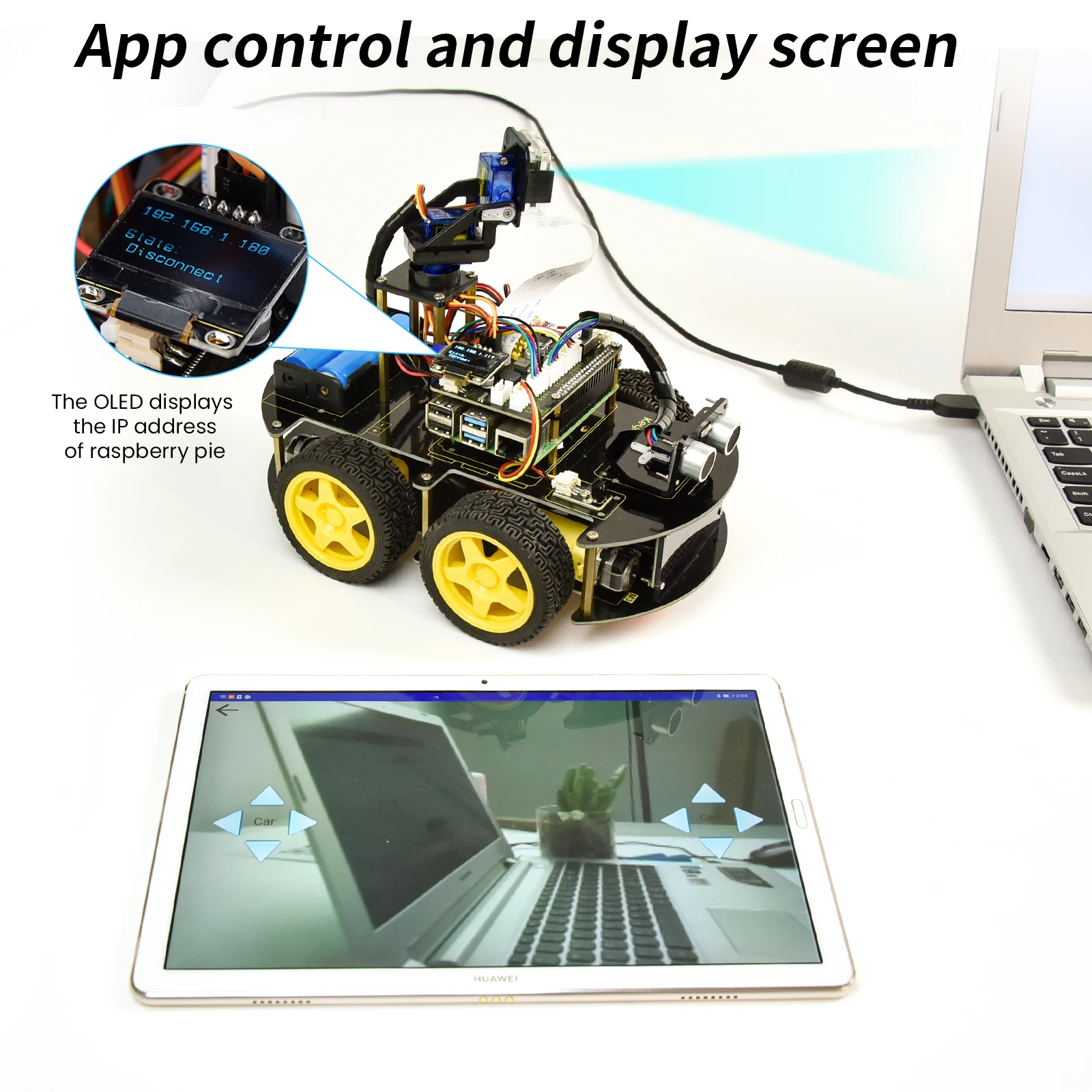 Keyestudio Raspberry Pi 4B Robot Car + модуль камеры 5 мегапикселей программирование Python для (без