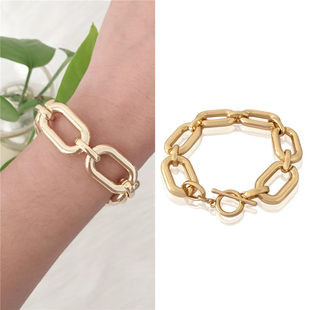 Браслеты-цепочки в стиле хип-хоп Женские Ювелирные изделия золотого цвета |