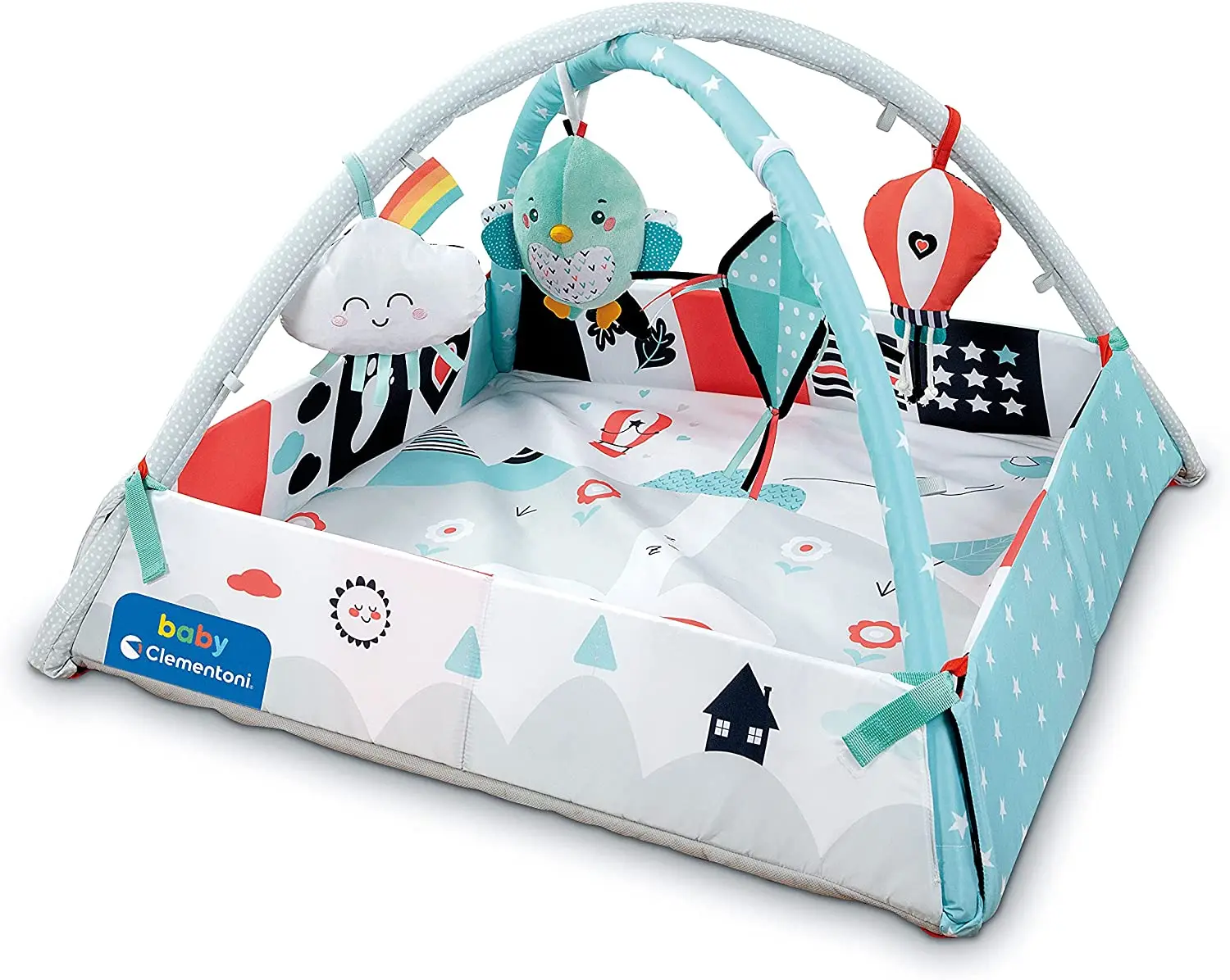 Baby Clementoni - 17319 - Baby Gymnastics Center B/W, 0 - 36 months.l Kids Carpet Play Mat Sports Frame Baby Activity Center Toy