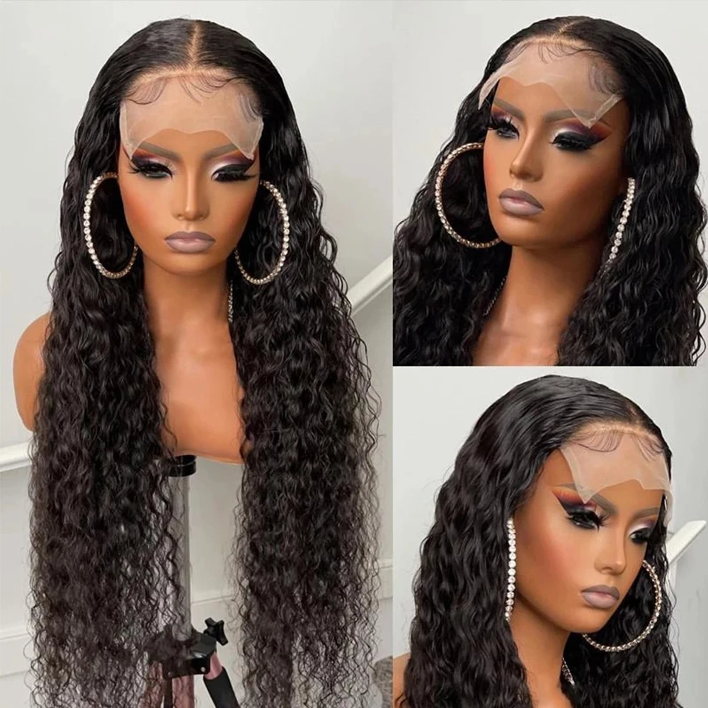 

Long 180 Density Kinky Curly Transparent Lace Front Wig Natura Black For Black Women With Babyhair Preplucked Daily Cosplay Wigs