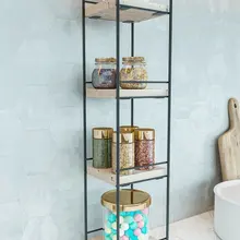 Kitchen Organizer Storage Rack Shelf Organizer Natural Wood 4 Tier Shelf Wall Mounted Bathroom Racks Modern Indoor Accessories