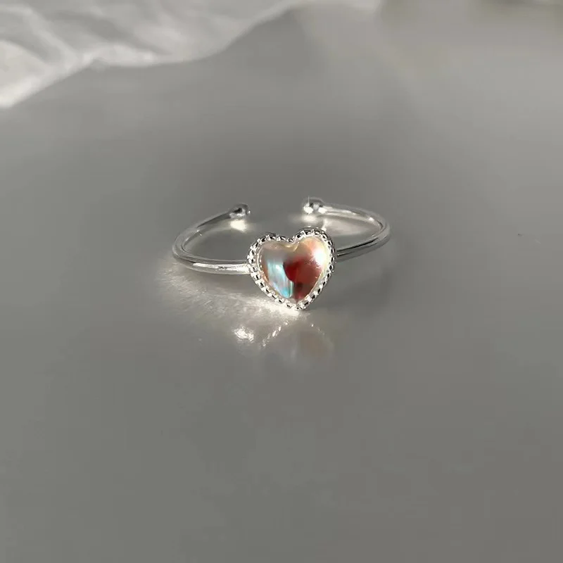 

Punk Retro Silver Plated Heart Open Rings for Women Wedding Engagement Dainty Minimalist Ring Girls Korean Elegant Jewelry Gift