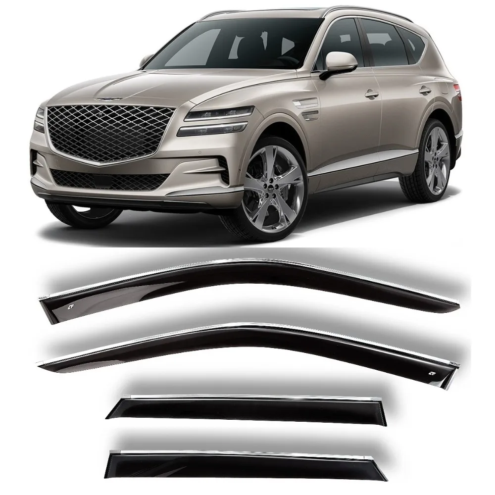 Дефлекторы окон хром полоска молдинг Cobra Tuning G50122CR на авто Genesis GV80 I 5d 2020-н.в.