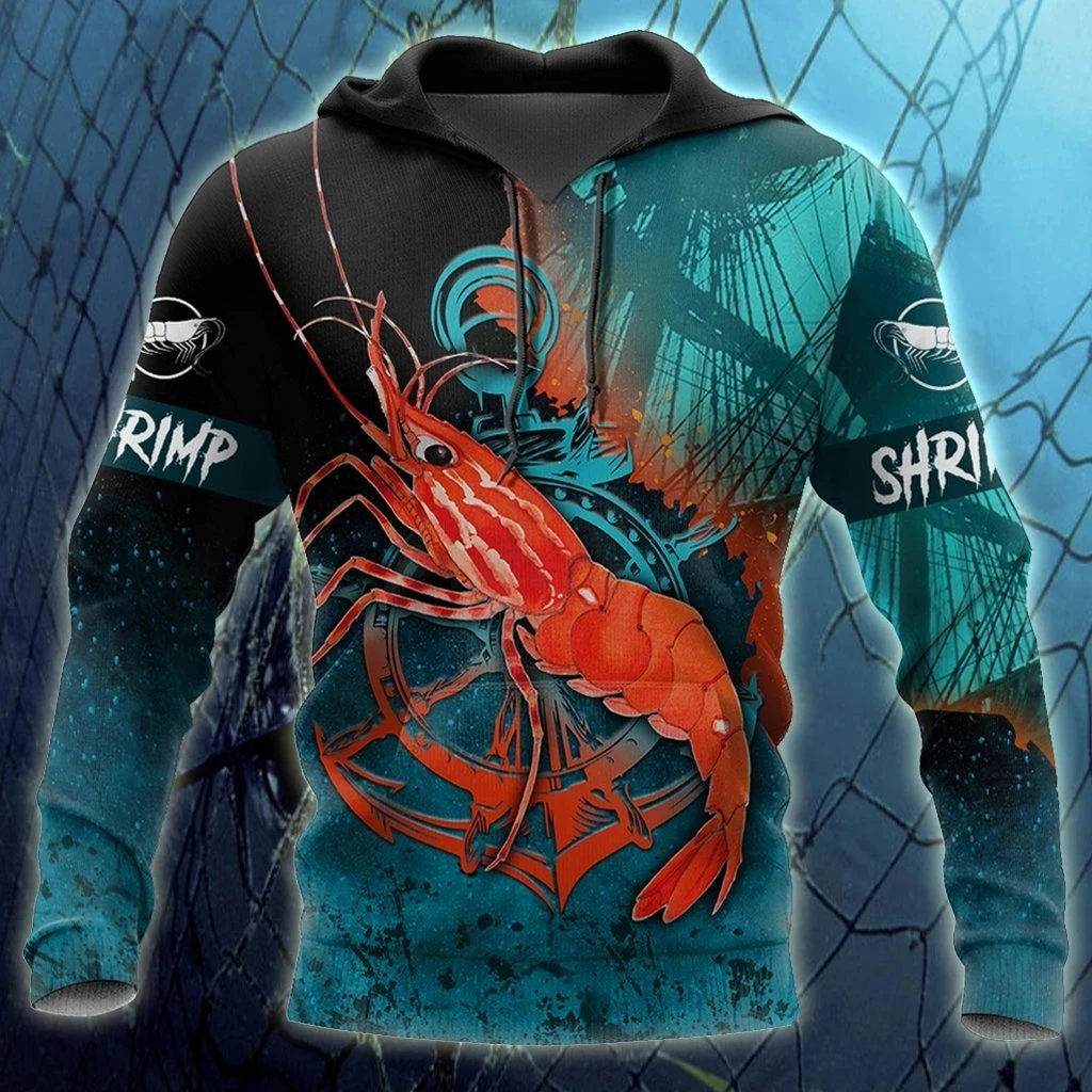 

Spring Autumn Fashion 3D Printing Animal Shrimp On The Helm Sweatshirt Men's/Women's Hoodies Pullover Hip Hop Zipper Hooded Tops