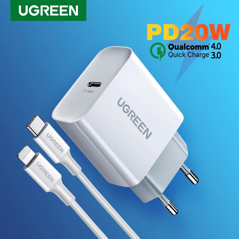 Зарядное устройство UGREEN PD 20 Вт для iPhone 13 12 X зарядное USB Type-C Xiaomi быстрая зарядка 4 0 3